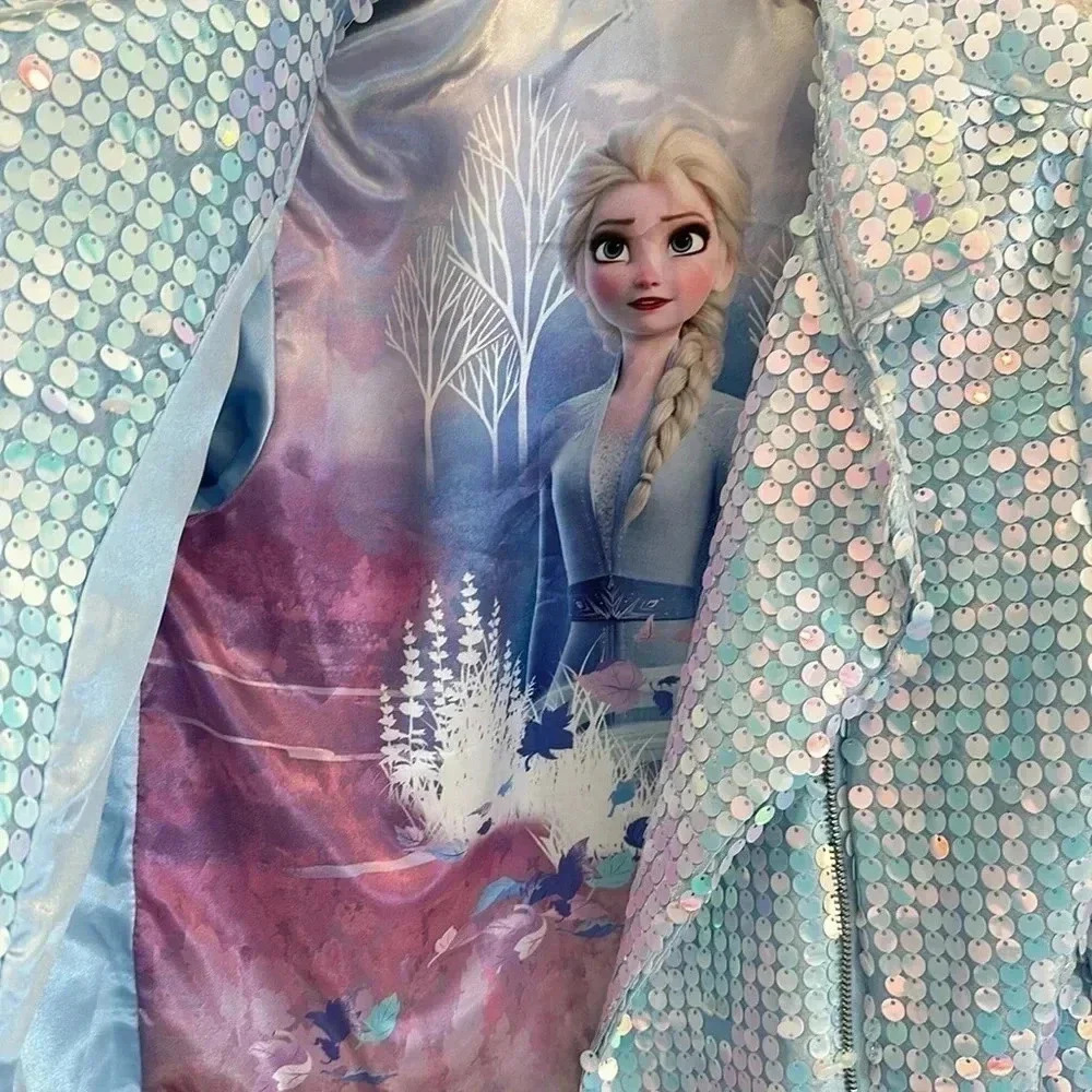 Disney Frozen II Elsa Iridescent Sequin Jacket Size Girls Large 10-12 - Picture 2 of 9